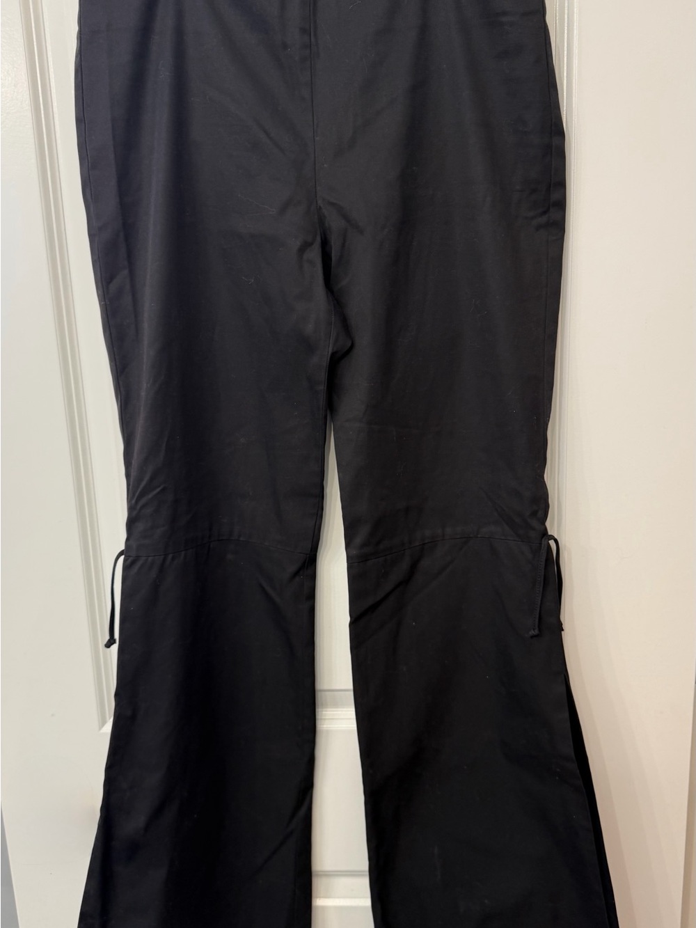 Trina Turk Black Flare Pants with Side Slits & Decorative Ties